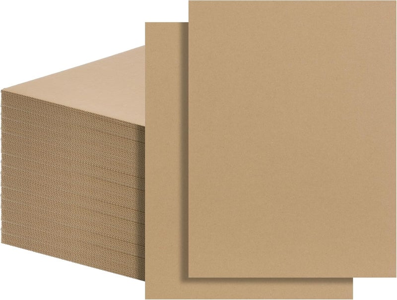 FARRAY 100 Pack 9x12 Inch Corrugated Cardboard Sheets, 1.8mm Thick Brown Kraft Cardboard Backing, Bulk Flat Cardboard Inserts Filler Pads for Packing, Shipping, Mailers, Crafts - Image 1
